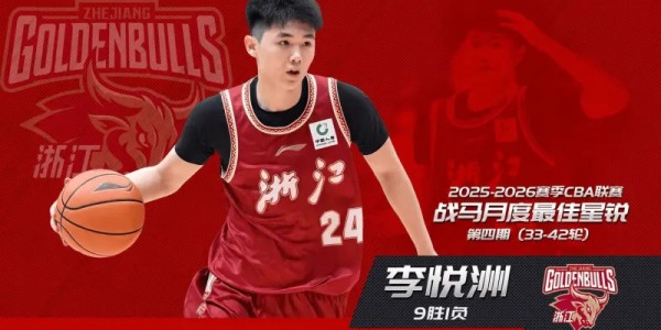 开云综合服务-CBA官方：浙江球员李悦洲获得第4期月度最佳星锐球员